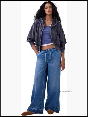 Pull-on Baggy Denim Jeans - Women's